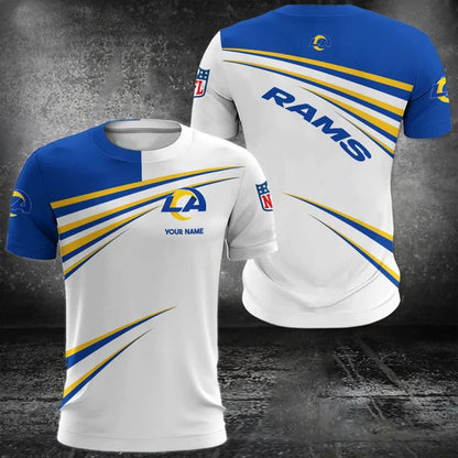 VIRAL EDITION - NEW CUSTOMIZED NFL22 LAR LOS ANGELES RAMS POLO, T-SHIRT & SHORT PANTS SET