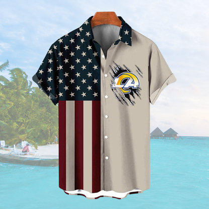 LIMITED EDITION - NEW CUSTOMIZED NFL22 LAR LOS ANGELES RAMS PATRIOTIC 250 USA HAWAIIAN SHIRT