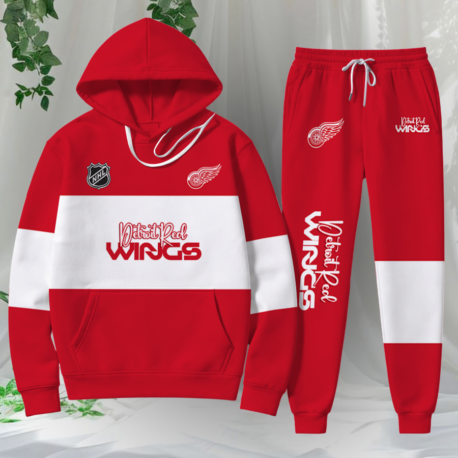 LIMITED EDITION - NEW CUSTOMIZED NHL22 DRW DETROIT RED WINGS HOODIE & SWEATPANTS SET