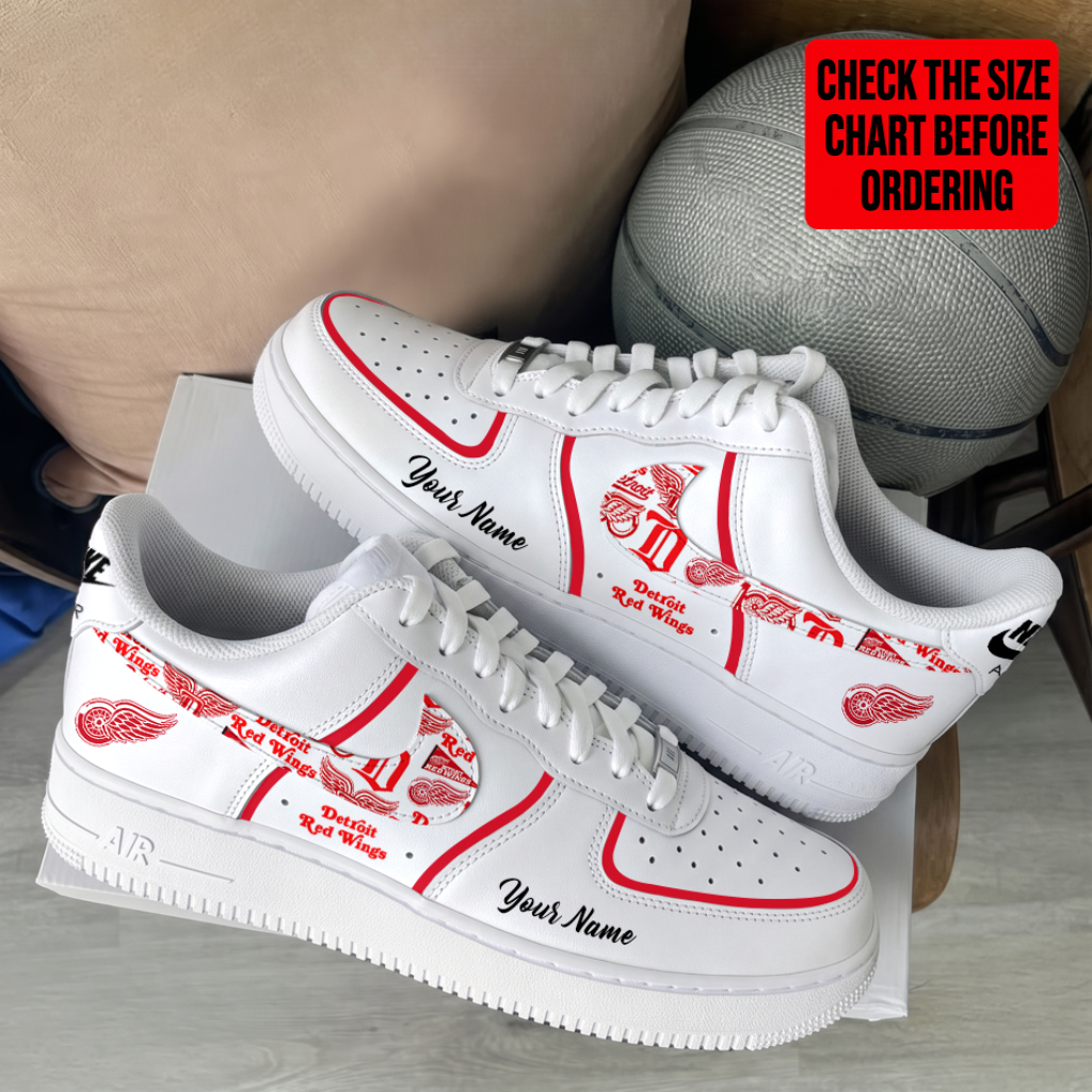 LIMITED EDITION - NEW CUSTOMIZED NHL22 DRW DETROIT RED WINGS AF1 SHOES