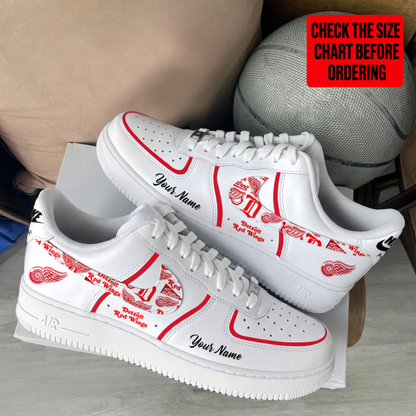 LIMITED EDITION - NEW CUSTOMIZED NHL22 DRW DETROIT RED WINGS AF1 SHOES