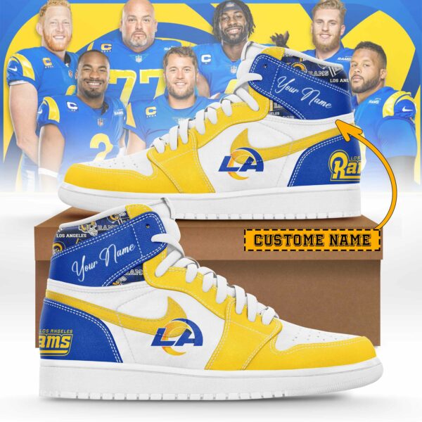 LIMITED EDITION - NEW CUSTOMIZED NFL22 LAR LOS ANGELES RAMS AIR JORDAN SNEAKERS
