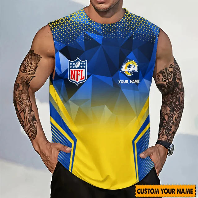 LIMITED EDITION - NEW CUSTOMIZED NFL22 LAR LOS ANGELES RAMS MEN'S GYM SHIRT