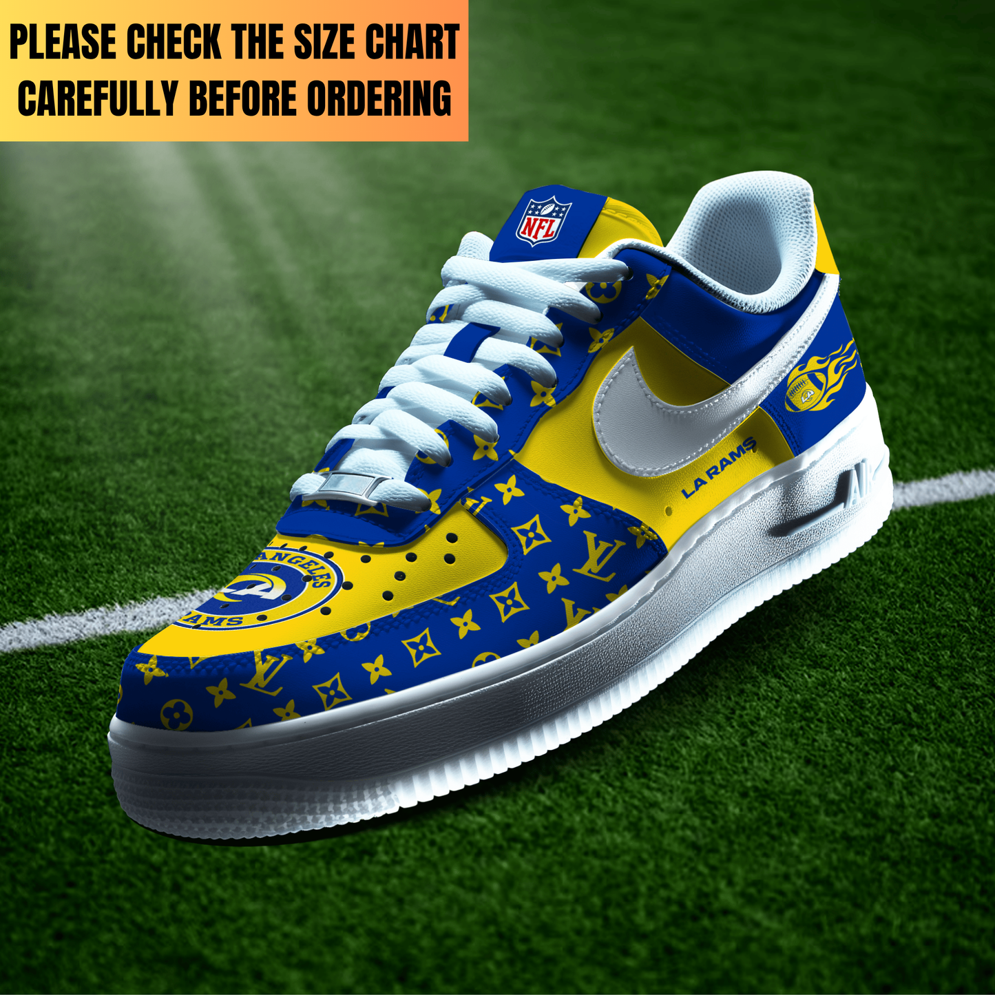 LIMITED EDITION - NEW CUSTOMIZED NFL22 LAR LOS ANGELES RAMS AF1 SHOES