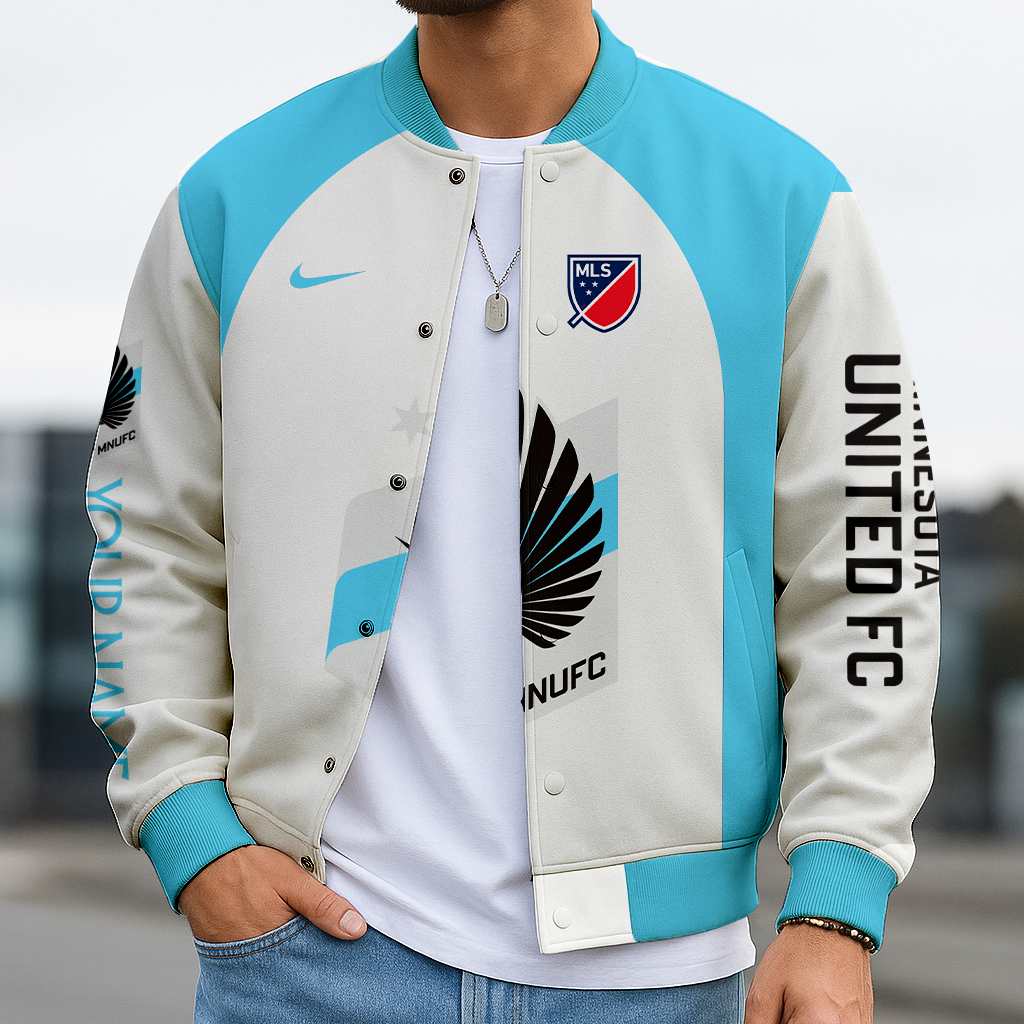 LIMITED EDITION - NEW CUSTOMIZED MLS22 MUF MNST UNITED SATIN VARSITY & BASEBALL JACKET