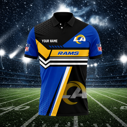 LIMITED EDITION - NEW CUSTOMIZED NFL22 LAR LOS ANGELES RAMS POLO SHIRT