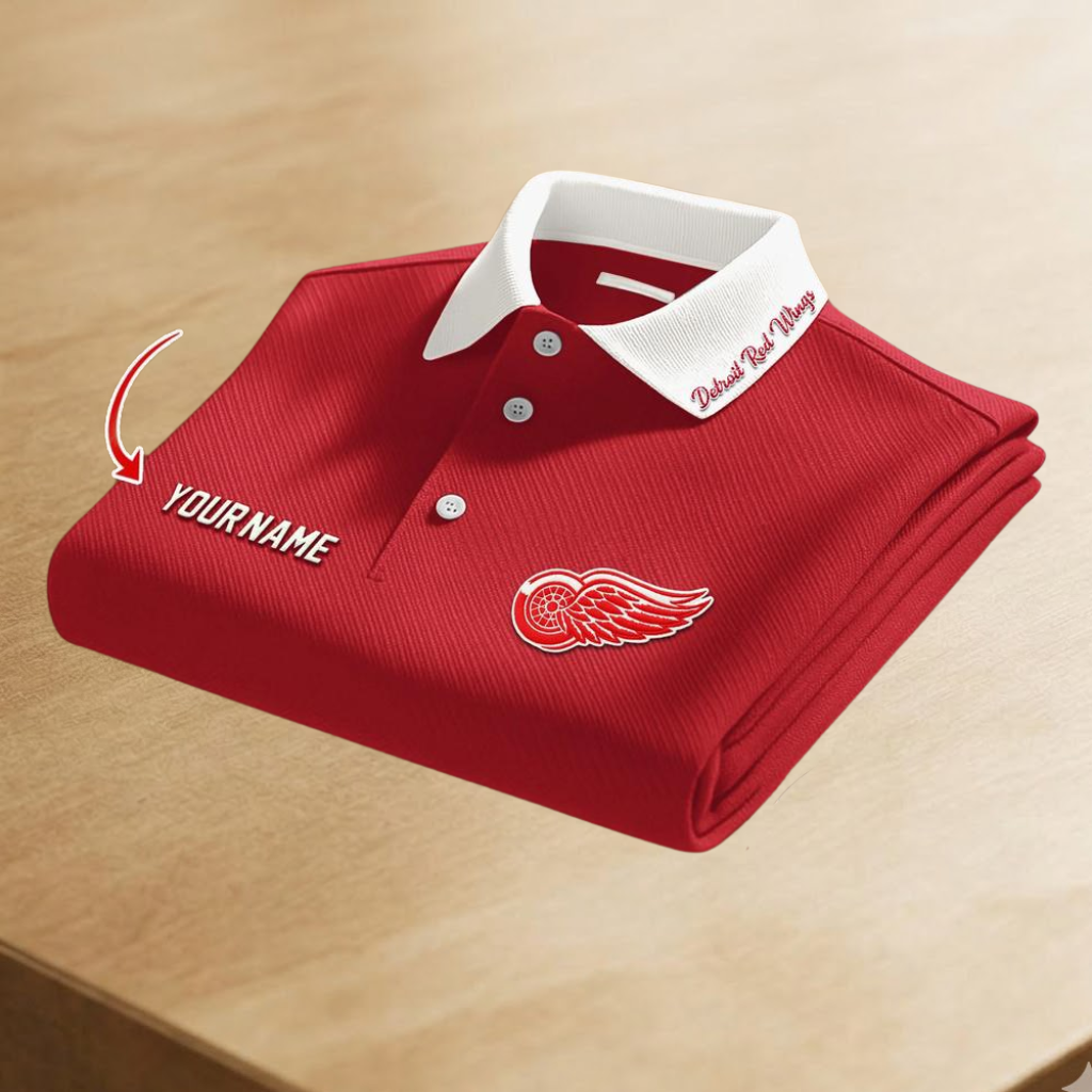 LIMITED EDITION - NEW CUSTOMIZED NHL22 DRW DETROIT RED WINGS POLO SHIRT