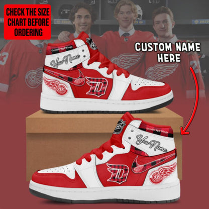 LIMITED EDITION - NEW CUSTOMIZED NHL22 DRW DETROIT RED WINGS AIR JORDAN SNEAKERS
