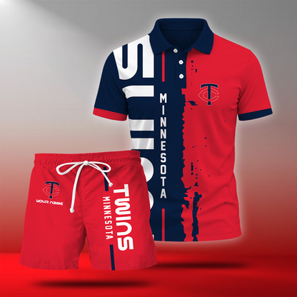 LIMITED EDITION - NEW CUSTOMIZED MLB22 MTS MINNESOTA TWINS POLO & SHORT PANTS SET