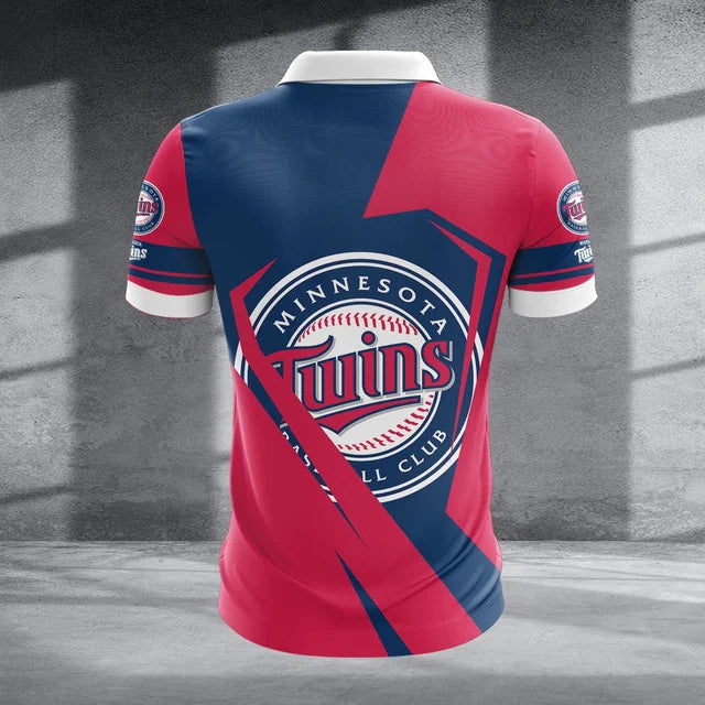 [FLASH SALE] NEW CUSTOMIZED MLB22 MTS MINNESOTA TWINS ZIP POLO SHIRT