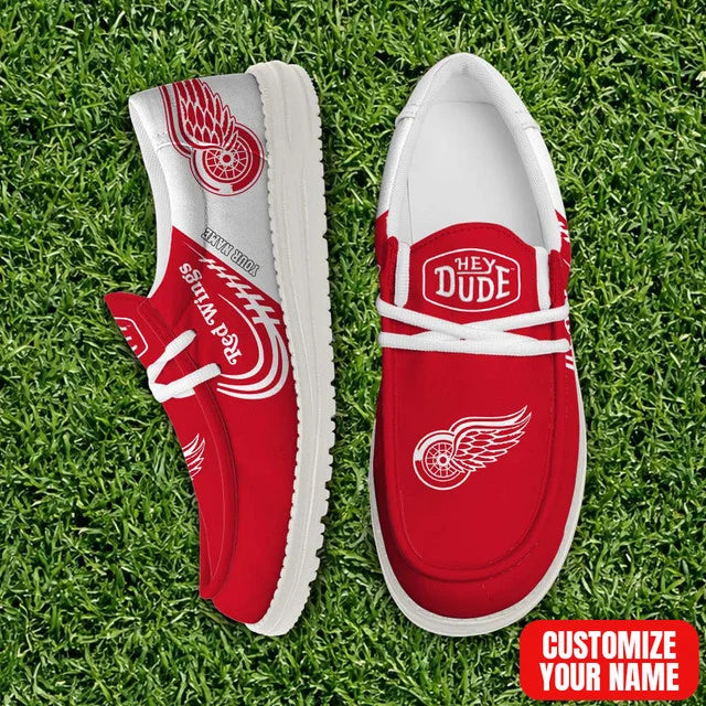 [SUPER SALE] NEW CUSTOMIZED NHL22 DRW DETROIT RED WINGS PREMIUM LOAFER SHOES