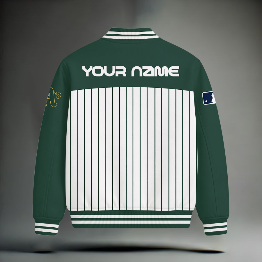LIMITED EDITION - NEW CUSTOMIZED MLB23 OAS OAKLAND ATHLETICS SNOOPY STYLE SATIN VARSITY & BASEBALL JACKET