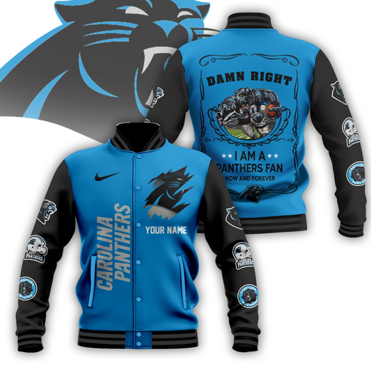 LIMITED EDITION - NEW CUSTOMIZED NFL23 CLP CAROLINA PANTHERS BASEBALL JACKET