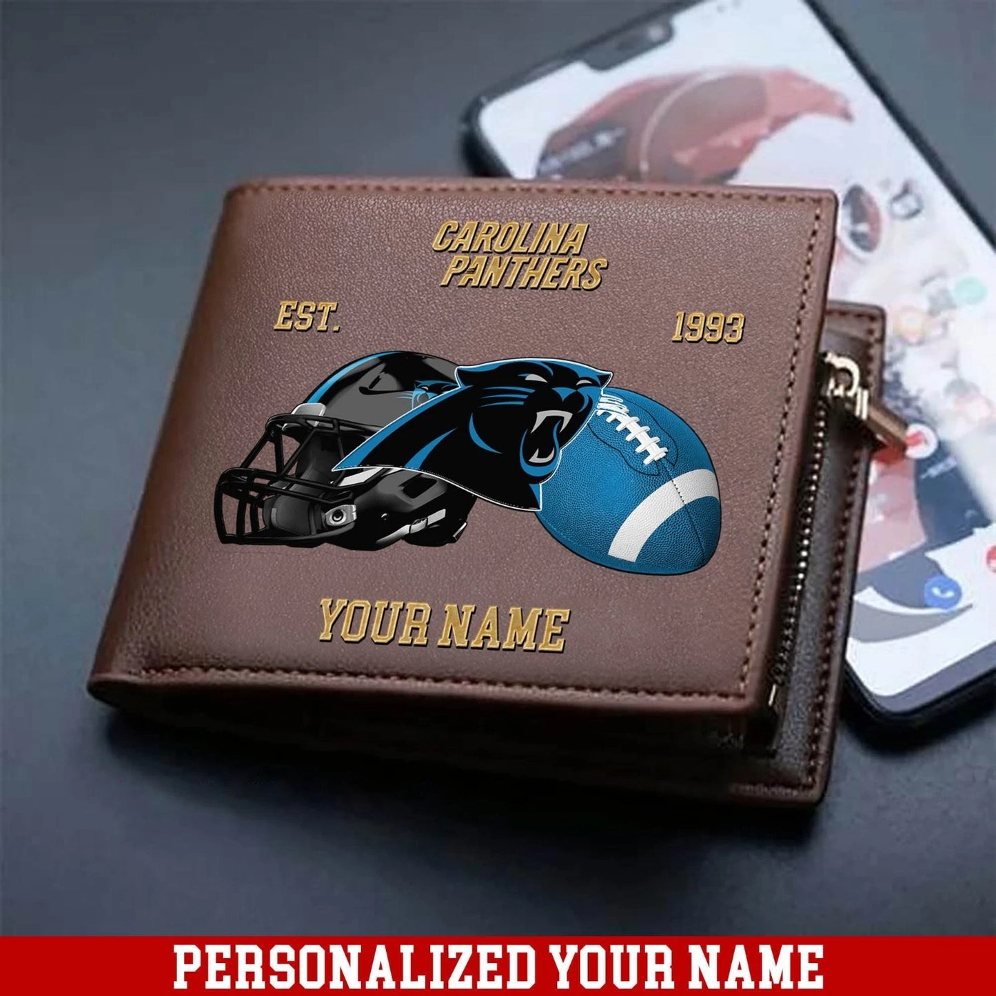 LIMITED EDITION - NEW CUSTOMIZED NFL23 CLP CAROLINA PANTHERS LEATHER WALLET
