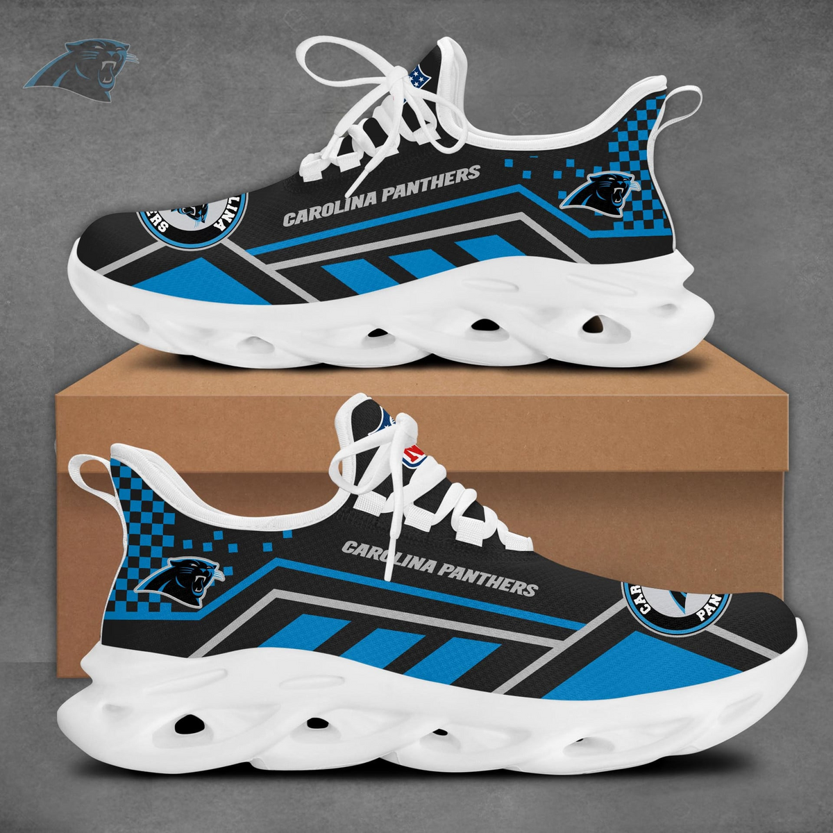 SPECIAL EDITION - NEW CUSTOMIZED NFL23 CLP CAROLINA PANTHERS MAX SOUL SHOES