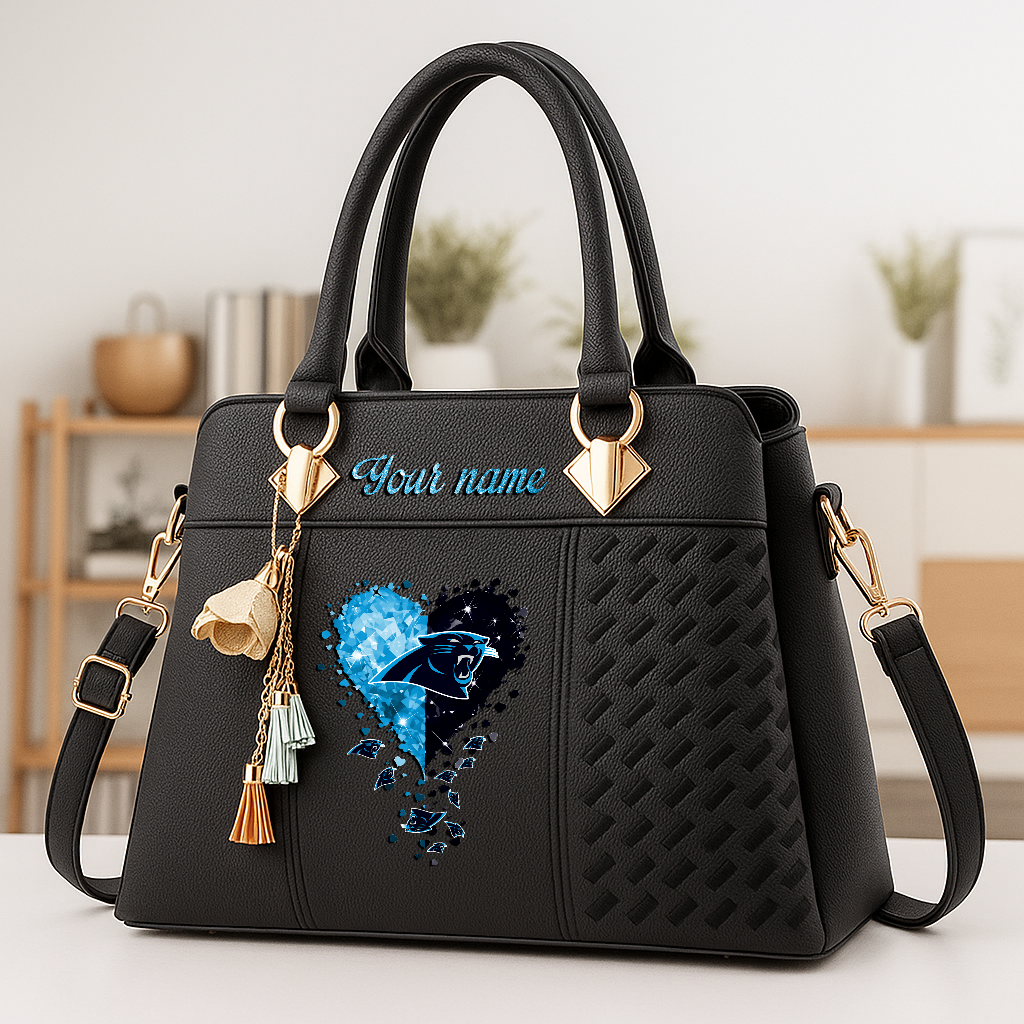 LIMITED EDITION - NEW CUSTOMIZED NFL23 CLP CAROLINA PANTHERS ZIP HANDBAG MULTICOLOR