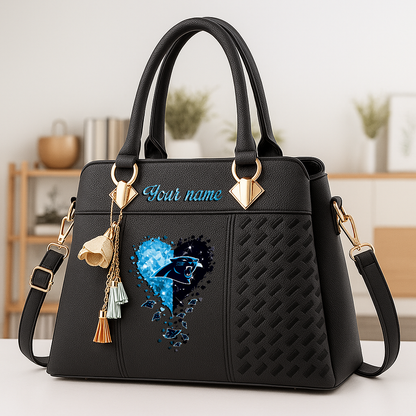 LIMITED EDITION - NEW CUSTOMIZED NFL23 CLP CAROLINA PANTHERS ZIP HANDBAG MULTICOLOR