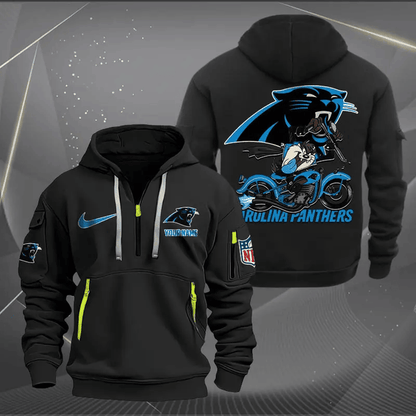 [SPECIAL OFFER] NEW CUSTOMIZED NFL23 CLP CAROLINA PANTHERS MUTICOLOR QUARTER ZIP HOODIE