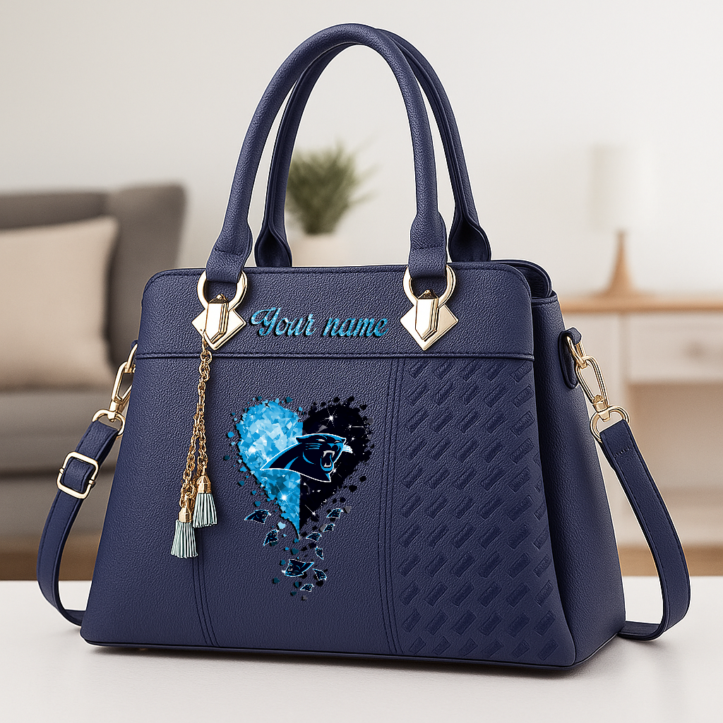 LIMITED EDITION - NEW CUSTOMIZED NFL23 CLP CAROLINA PANTHERS ZIP HANDBAG MULTICOLOR
