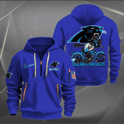 [SPECIAL OFFER] NEW CUSTOMIZED NFL23 CLP CAROLINA PANTHERS MUTICOLOR QUARTER ZIP HOODIE