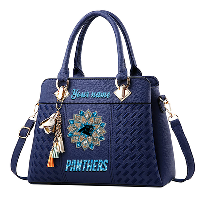 LIMITED EDITION - NEW CUSTOMIZED NFL23 CLP CAROLINA PANTHERS WOMEN'S ZIP HANDBAG MULTICOLOR