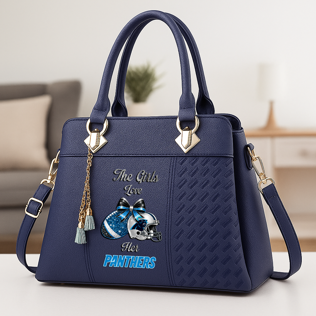 LIMITED EDITION - NEW CUSTOMIZED NFL23 CLP CAROLINA PANTHERS WOMEN'S ZIP HANDBAG MULTICOLOR