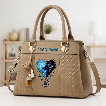 LIMITED EDITION - NEW CUSTOMIZED NFL23 CLP CAROLINA PANTHERS ZIP HANDBAG MULTICOLOR