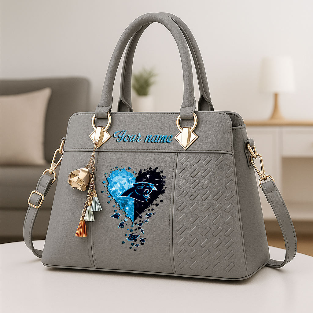 LIMITED EDITION - NEW CUSTOMIZED NFL23 CLP CAROLINA PANTHERS ZIP HANDBAG MULTICOLOR