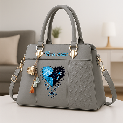 LIMITED EDITION - NEW CUSTOMIZED NFL23 CLP CAROLINA PANTHERS ZIP HANDBAG MULTICOLOR