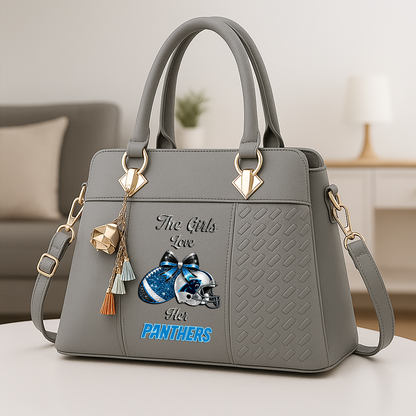 LIMITED EDITION - NEW CUSTOMIZED NFL23 CLP CAROLINA PANTHERS WOMEN'S ZIP HANDBAG MULTICOLOR