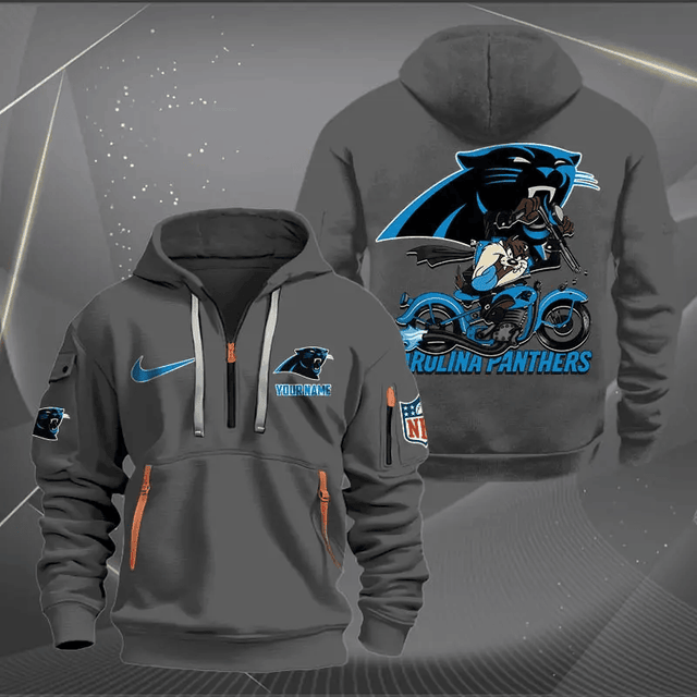[SPECIAL OFFER] NEW CUSTOMIZED NFL23 CLP CAROLINA PANTHERS MUTICOLOR QUARTER ZIP HOODIE