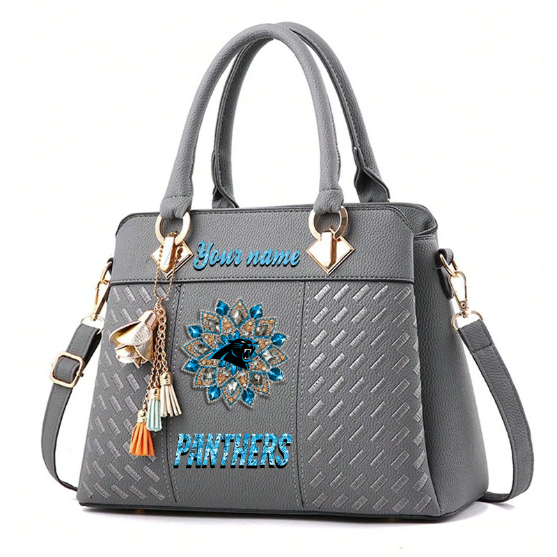 LIMITED EDITION - NEW CUSTOMIZED NFL23 CLP CAROLINA PANTHERS WOMEN'S ZIP HANDBAG MULTICOLOR