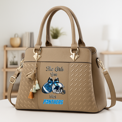 LIMITED EDITION - NEW CUSTOMIZED NFL23 CLP CAROLINA PANTHERS WOMEN'S ZIP HANDBAG MULTICOLOR