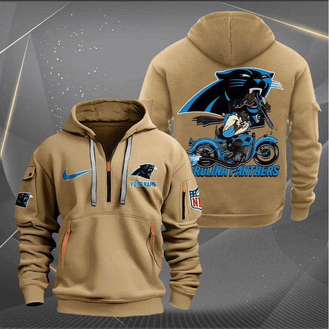 [SPECIAL OFFER] NEW CUSTOMIZED NFL23 CLP CAROLINA PANTHERS MUTICOLOR QUARTER ZIP HOODIE