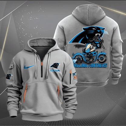[SPECIAL OFFER] NEW CUSTOMIZED NFL23 CLP CAROLINA PANTHERS MUTICOLOR QUARTER ZIP HOODIE