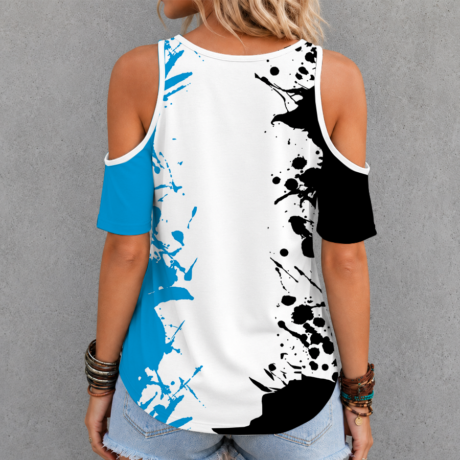 [SPECIAL OFFER] NEW CUSTOMIZED NFL23 CLP CAROLINA PANTHERS CRISS CROSS V-NECK TOP