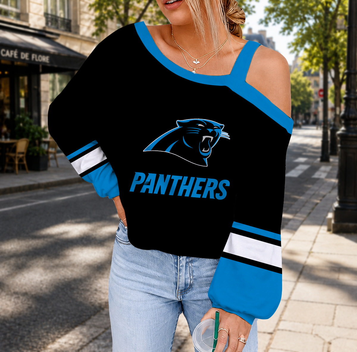 SPECIAL EDITION - NEW CUSTOMIZED NFL23 CLP CAROLINA PANTHERS DROP SHOULDER SWEATSHIRT