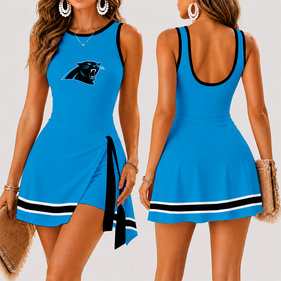 [SPECIAL OFFER] NEW CUSTOMIZED NFL23 CLP CAROLINA PANTHERS WOMEN'S SUMMER SKORT DRESS