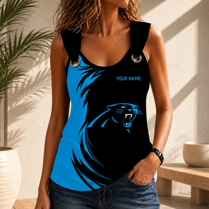 LIMITED EDITION - NEW CUSTOMIZED NFL23 CLP CAROLINA PANTHERS O-RING SHOULDER TANK TOP