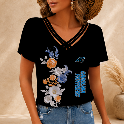 LIMITED EDITION - NEW CUSTOMIZED NFL23 CLP CAROLINA PANTHERS V-NECK SHIRT