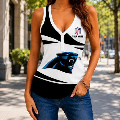 LIMITED EDITION NEW CUSTOMIZED NFL23 CLP CAROLINA PANTHERS WOMEN'S V-NECK TANK TOP