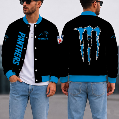 LIMITED EDITION - NEW CUSTOMIZED NFL23 CLP CAROLINA PANTHERS SATIN VARSITY & BASEBALL JACKET
