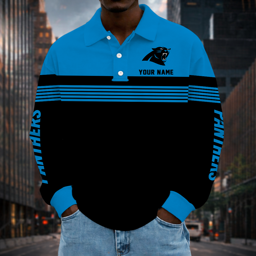 LIMITED EDITION - NEW CUSTOMIZED NFL23 CLP CAROLINA PANTHERS LONG SLEEVE POLO SHIRT