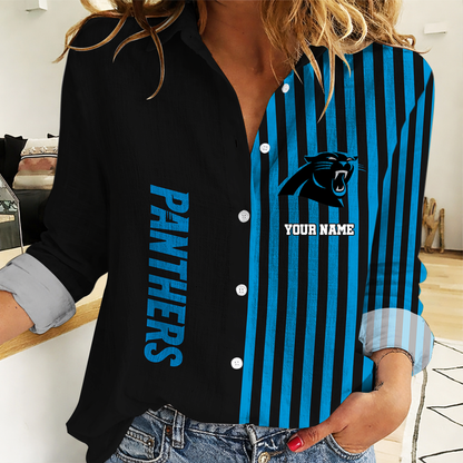 ELITE EDITION - NEW CUSTOMIZED NFL23 CLP CAROLINA PANTHERS WOMEN CASUAL SHIRT