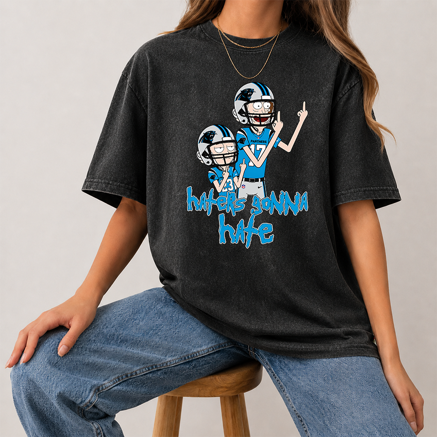 [SPECIAL OFFER] NEW CUSTOMIZED NFL23 CLP CAROLINA PANTHERS FUNNY MULTICOLOR WASHED TEE