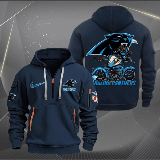 [SPECIAL OFFER] NEW CUSTOMIZED NFL23 CLP CAROLINA PANTHERS MUTICOLOR QUARTER ZIP HOODIE