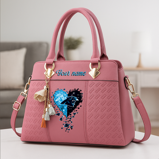 LIMITED EDITION - NEW CUSTOMIZED NFL23 CLP CAROLINA PANTHERS ZIP HANDBAG MULTICOLOR