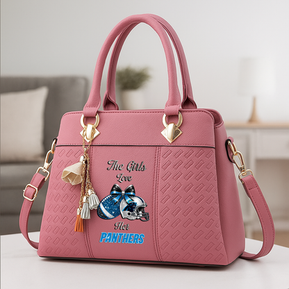 LIMITED EDITION - NEW CUSTOMIZED NFL23 CLP CAROLINA PANTHERS WOMEN'S ZIP HANDBAG MULTICOLOR