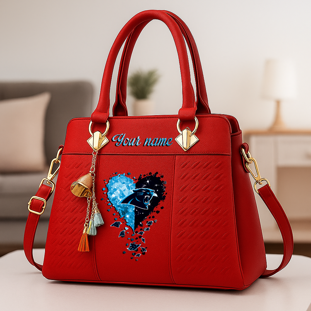 LIMITED EDITION - NEW CUSTOMIZED NFL23 CLP CAROLINA PANTHERS ZIP HANDBAG MULTICOLOR
