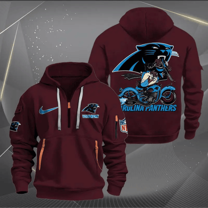 [SPECIAL OFFER] NEW CUSTOMIZED NFL23 CLP CAROLINA PANTHERS MUTICOLOR QUARTER ZIP HOODIE